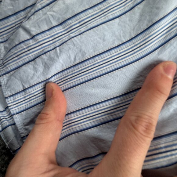 Turnbull & Asser Button Up Shirt Men Cotton Striped Blue 17.5 Contrast Collar ** - Picture 12 of 16